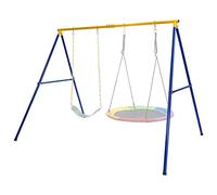Swing Sets for Backyard, Outdoor 550LBS 2 in 1 A-Frame Heavy Duty Metal Swing Stand with Adjustable Saucer and Belt Seat for Indoor Activity (Only Frame)