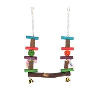 Swing Stand Pure Logs Swing with Colorful Rattan Ball for Bird Swing Toys