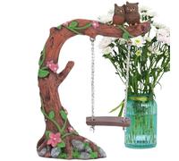 Swing Statue Outdoor - Tabletop Statue Ornament,Owl on A Tree Swing Sculpture Craft Resin for Desk Event Organizers Bedside Garden Window Sill Dressing Table Interior Designers