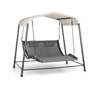 Swing Sun Lounger Garden Furniture Chair Bed Seat Canopy Roof Patio Outdoor Grey