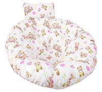Swing the chair cushion, Swing Chair Round Thick Large Hanging Hammock Chair Seat Cushion with Adjustable Pillow, Washable Cushion, Rattan Chair Pads(White)