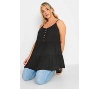 Yours Curve Crinkle Tiered Swing Vest Top - Women's - Plus Size Curve Black