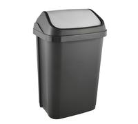 Waste Bin Trash Can 25L Swing Flap Hinged Lid Dustbin Durable Slim Plastic Paper