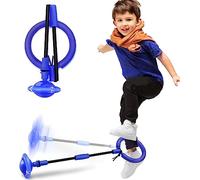Swing Wheel with Light Wheel, Children's Flashing Jump Ring, Bouncy Spinner for Children, Foldable Jumping Ball Flashing, Suitable for Gift Girls 6 from 10 Years (Blue)
