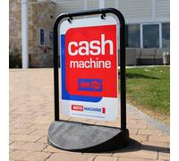 Swinger Sign Board - Pavement Sign, Solid Black PVC Base, Frame Colour: Black