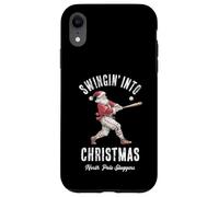Swingin’ Into Christmas Baseball Santa Funny Holiday Design Case for iPhone XR