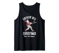 Swingin’ Into Christmas Baseball Santa Funny Holiday Design Tank Top