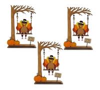 Swingin' Thanksgiving Turkey Decor, Wooden Colorful Wings and Gobble 'Til You Wobble Sign, Farmhouse Autumn Wall Ornament, Thanksgiving Wooden Turkey Decor for Party(3 PCS)