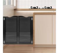 Swinging Cafe Doors, Saloon Doors Double Porch Entrance Interior Door, Wood Cafe Door with Hardware for Kitchen Partition Doorways Bar(Black,109 cm X 100cm)