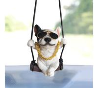 Swinging Dog Car Mirror Hanging Ornament, Car Rear View Mirror Charm Accessories, Cute French Bulldog Cars Pendant Interior Hanging Decorations Gifts for Men Women