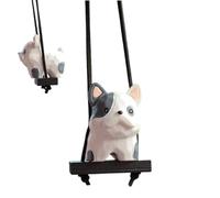 Swinging Dog Car Ornament - Resin - Pet Charm, Car Interior Accessories | Multi-Purpose Powder - Puppy Figure Hanging for Rear View Mirror, Cute Toy, Driving Companion, 1.97 x 1.77 x 1.97