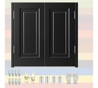 Swinging Doors Cafe, Interior Saloon, Solid Wood Swing Door with Hinges & Hardware, Double Action Half for Hallway Kitchen Bar Pub Entrance(Black,W:109 x H:90cm)