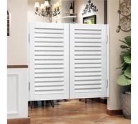 Swinging Doors Louvered Café Interior Swing Wood Door Automatic Shutdown Cafe Doors,Kitchen Fence Half Waist Door Entrance Partitions Interior Decoration(A,W100xH90cm)