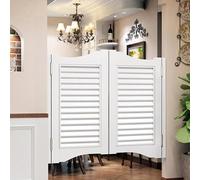 Swinging Doors Louvered Café Interior Swing Wood Door Automatic Shutdown Cafe Doors,Kitchen Fence Half Waist Door Entrance Partitions Interior Decoration(E,W100xH80cm)