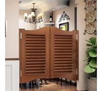 Swinging Doors Louvered Café Interior Swing Wood Door Automatic Shutdown Cafe Doors,Kitchen Fence Half Waist Door Entrance Partitions Interior Decoration(F,W100xH80cm)