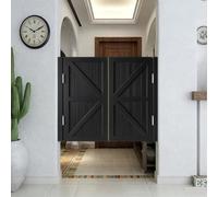 Swinging Doors Pine Saloon Doors with Stainless Steel Hinges Two-Way Swing Half Door for Doorways Kitchen Bar Cellar Porch Stairs, 70-160cm Wide(Black,76x90 cm (WxH))