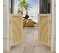 Swinging Doors, Solid Wood Auto Close Cafe Saloon Door Louvered Doors with Gravity Pivot Hinges, Half Waist Door(115x90CM/45.3x35.4IN)