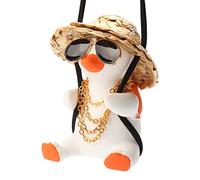 Swinging Duck Car Hanging Ornament, Cute Car Mirror Hanging Accessory, Funny Rear View Mirror Ornament with 12 Inch Adjustable Rope, Duck Car Interior Decoration (Orange)