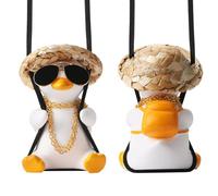 Swinging Duck Car Hanging Ornament Cute Cool Rear View Mirror Accessory for Car Interior Decoration Best Gift for Men Women Teens Mom Dad