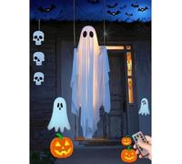 Swinging Ghost Outdoor Decor, Hanging Ghost On a Swing 5FT Large Halloween Phantom Ghosts Swinging Outdoor Decoration for Tree Porch Yard Garden Lawn