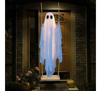 Swinging Ghost Outdoor Decor | Hanging Ghosts Halloween Decorations | Large Hanging Swing Ghost with String Lights | Spooky Light Up Ghosts Kit for Tree Porch Yard Garden Lawn