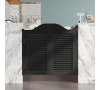 Swinging Half Door, Wood Heavy Duty Saloon Doors with Hinges and Hardware, Entrance Partition Two-Way Swing Half Doors for Kitchen Bar Cellar Porch Stairs(Black,H90cm x W111cm)