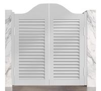 Swinging Louvered Cafe Doors,Solid Wood Saloon Doors,Interior Partition Door,for Kitchen Pub Counter Entrance,30/32/36" Wide,Arched Top,with Auto-Close Hinges & Hardware(White,W90xH90cm)