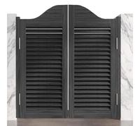 Swinging Louvered Cafe Doors,Solid Wood Saloon Doors,Interior Partition Door,for Kitchen Pub Counter Entrance,30/32/36" Wide,Arched Top,with Auto-Close Hinges & Hardware(Black,W90xH100cm)