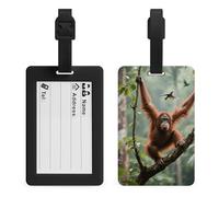 Swinging Orangutan Luggage Tags for Suitcases Personalized Luggage Tags Business Card Holder Travel ID Bag Tag with Address Card Quick Spot Baggage Identifier for Carry On