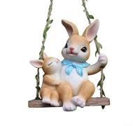 Swinging Resin Bunny Statue for Outdoor Tree Hanging For Garden Decoration to Beautify Yard and Patio Spaces (A)
