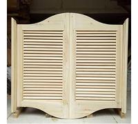 Swinging Saloon Doors, Unfinished Louvered Solid Wood Half Waist Entrance with Hinges, Two-Way Opening, Auto Close for Bar or Porch