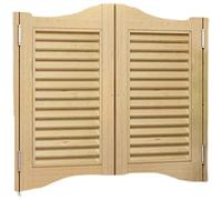 Swinging Saloon Doors, Unpainted Solid Wood Louvered Interior Swing Doors for Cafe Bar Kitchen, Auto Close Design with Metal Hinges, Half Waist Partition Door