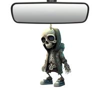 Swinging Skeleton Car Dangle Ornament, 2D Acrylic Skeleton Figurines Pendant, Funny Cars Hanging Ornament for Rear View Mirrors Car Interior Accessories Halloween Decor