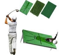 Swingmetrics Golf Hitting Mat - Swing Path Trainer with Replaceable Turf, 35×23 cm Aluminum Base & 7cm Spikes - Golf Practice for Chipping, Driving Portable Winter Golf Strike Mat (3-in-1)