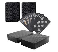 SWINILAYA 2 Pack Black Playing Cards - HD Waterproof Plastic Poker Cards, Standard Size Index, for Blackjack, Euchre, Canasta, Pinochle Card Game, Casino Grade