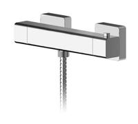 Balterley Thermostatic Shower Mixer Bar Valve, Square Shower Bar Mixer for Bathroom, Wall Mount Bathroom Thermostatic Mixing Valve for Showers, Anti Scald - 261 x 65 x 55mm (Chrome)
