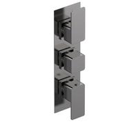 Empire Square Concealed Triple Thermostatic Shower Valve With Diverter (3 Outlets), Brushed Pewter - Balterley