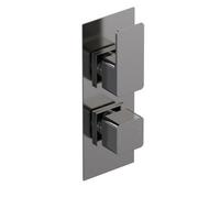 Swinscoe Contemporary Square Concealed Twin Thermostatic Shower Valve With Diverter 2 Outlets - Brushed Pewter Finish - Balterley