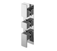 Swinscoe Square Concealed Thermostatic Triple Shower Valve With Diverter (3 Outlets) - Chrome - Balterley