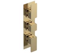 Swinscoe Square Concealed Triple Thermostatic Shower Valve (2 Outlets), Brushed Brass - Balterley