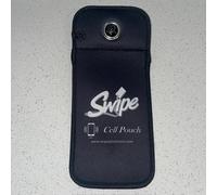 Swipe Locking Cell Phone Pouch for Schools- Now with ID Card Pouch, Neoprene Material, Hidden Lock Pin Design, Black Requires Magnetic DETACHER Sold Separately