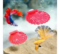 Swirge 2pcs Betta Fish Shell Hammock, Bigger Aquarium Hammock Shell with Suction Cup, Shells Betta Resting Spot, Aquarium Decorations Accessories (Gold Red)