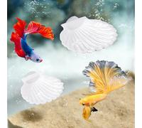 Swirge 2pcs Betta Fish Shell Hammock, Bigger Aquarium Hammock Shell with Suction Cup, Shells Betta Resting Spot, Aquarium Decorations Accessories (White)