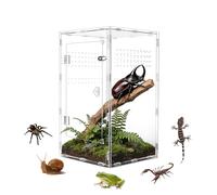 Swirge Acrylic Jumping Spider Enclosure, Transparent Reptile Terrarium Enclosure, Small Reptiles Habitat Tank Breeding Box for Tarantula Insect Snake Lizard (13.78 Large)