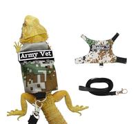 Swirge Bearded Dragon Harness and Leash Set, Harness Clothes Costume Carrier for Guinea Pig Hamster Lizard with Removable Embroidered Patch, Walking Training Small Animals Leash (Green)