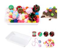 Swirge Dig-Box Tray for Hedgehog, Multi-Type Hedgehog Enrichment Set with Furry Ball and Jingle Bell, Hedgehogs Accessories, Ball Toys for Hamster, Kitten Cat, Ferrets and Small Animal