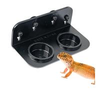 Swirge Gecko Feeding Ledge, Double Reptile Water Bowl Food Dish Reptile Feeder with 4PCS Suction Cup for Snake Bearded Dragon Tortoise