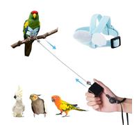 Swirge Retractable Bird Harness and Leash, Parrot Harness with Wing Design, Anti-Bite Bird Flight Training Rope for Budgies, Cockatiels, Mini Macaws (Blue)
