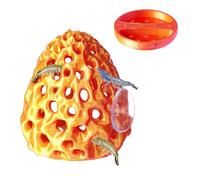 Swirge Shrimp Dome Hide, Shrimp Hides for Aquarium, Betta Fish Hideout with Suction Cup, Betta Habitat Tank Ornament Accessories, Aquarium Decor for Small Fish Guppy Hiding Resting (Lid Gold Red)