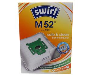 Swirl 4x M52 microfibre bags for Miele S1 H1 S140 S168 S190 S19 vacuum cleaners